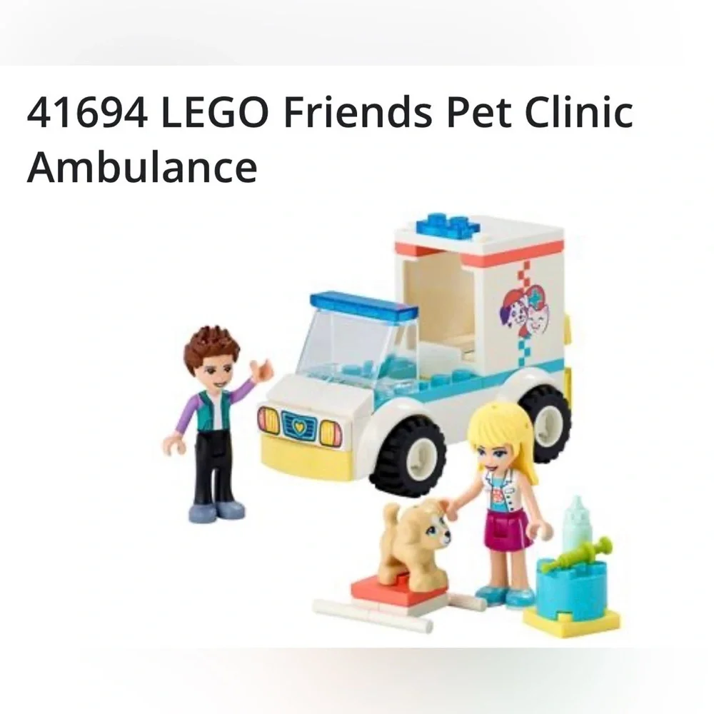 Lego friends pet clinic ambulance set 41694 new in sealed package 54 pieces rare